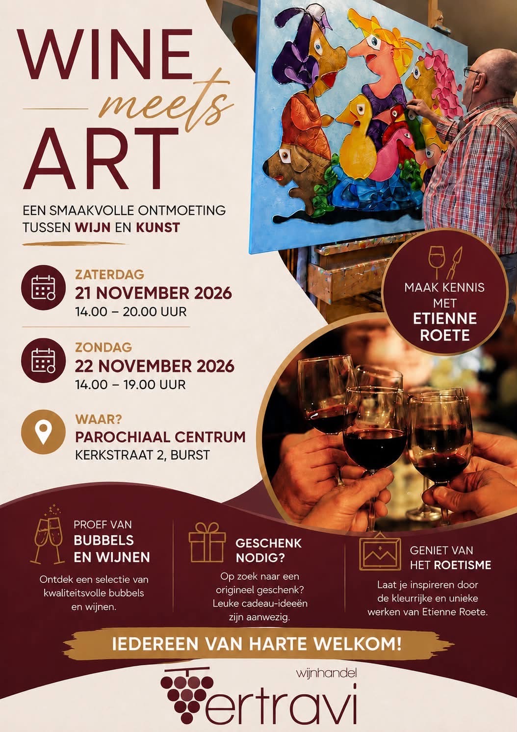 Wine meets art - Parochiaal centrum Burst (Kerkstraat 2)